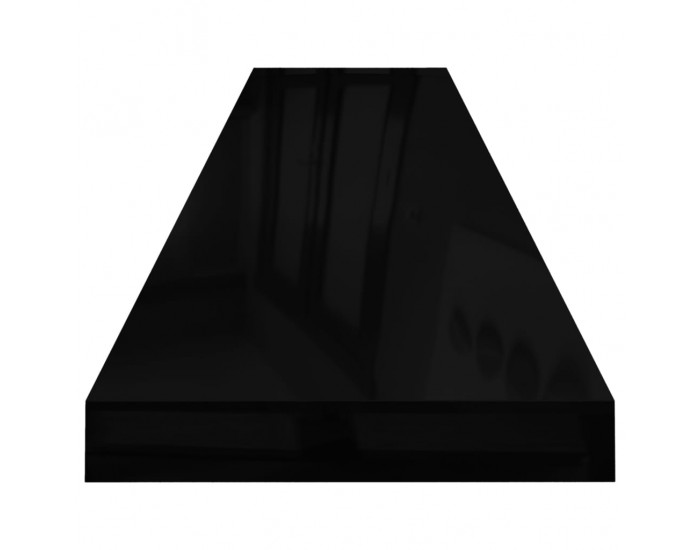 Sonata Окачен стенен рафт, черен гланц, 120x23,5x3,8 см, МДФ