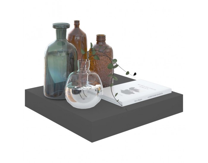 Sonata Окачен стенен рафт, сив гланц, 23x23,5x3,8 см, МДФ