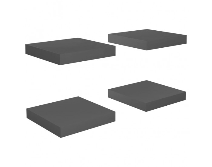 Sonata Окачени стенни рафтове, 4 бр, сив гланц, 23x23,5x3,8 см, МДФ