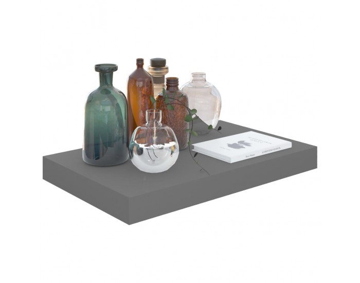 Sonata Окачен стенен рафт, сив гланц, 40x23x3,8 см, МДФ