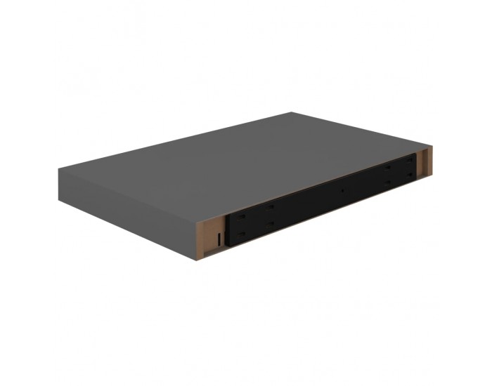 Sonata Окачен стенен рафт, сив гланц, 40x23x3,8 см, МДФ