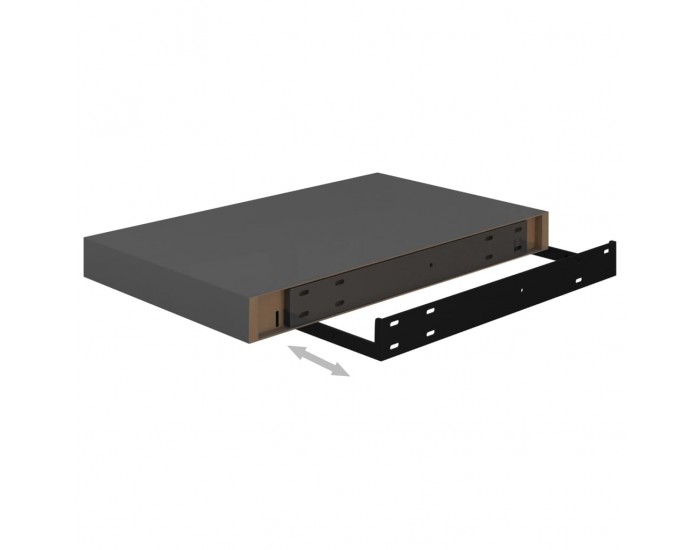 Sonata Окачен стенен рафт, сив гланц, 40x23x3,8 см, МДФ