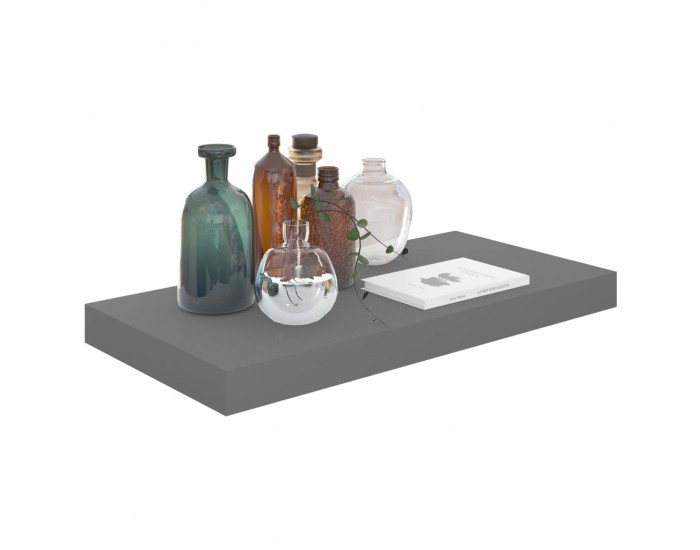 Sonata Окачен стенен рафт, сив гланц, 50x23x3,8 см, МДФ