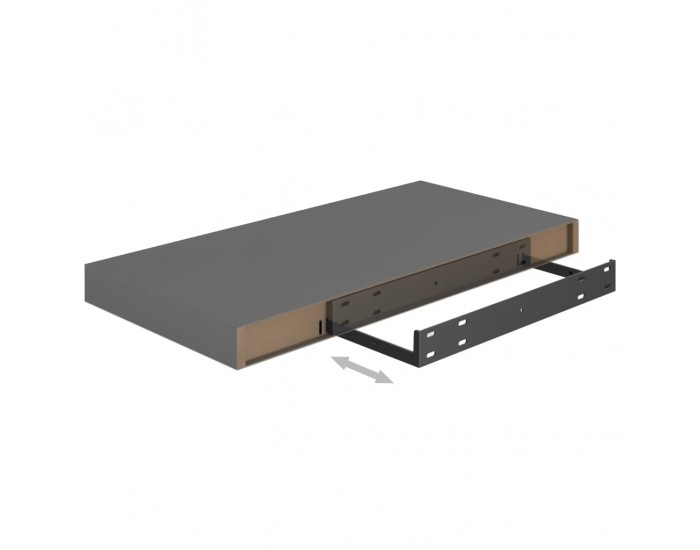 Sonata Окачен стенен рафт, сив гланц, 50x23x3,8 см, МДФ