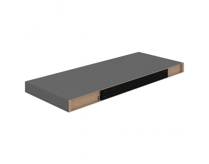 Sonata Окачен стенен рафт, сив гланц, 60x23,5x3,8 см, МДФ