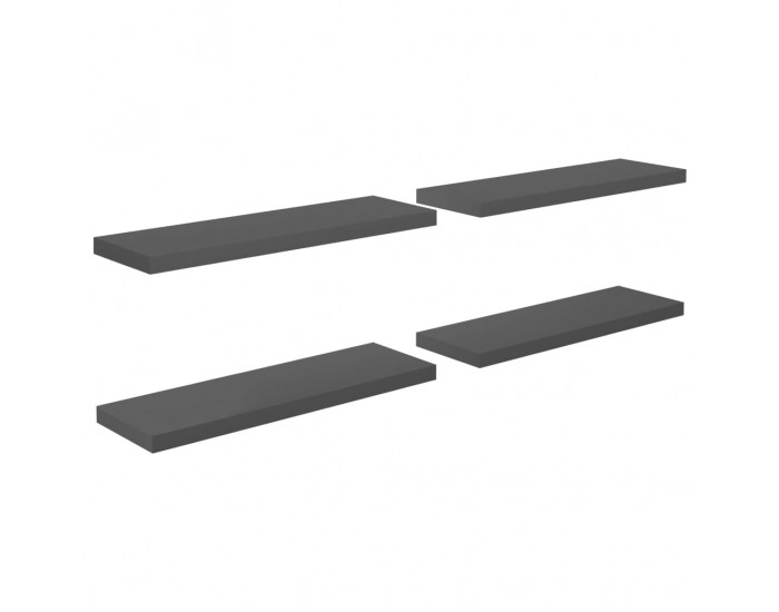 Sonata Окачени стенни рафтове, 4 бр, сив гланц, 80x23,5x3,8 см, МДФ