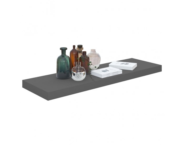 Sonata Окачени стенни рафтове, 4 бр, сив гланц, 80x23,5x3,8 см, МДФ