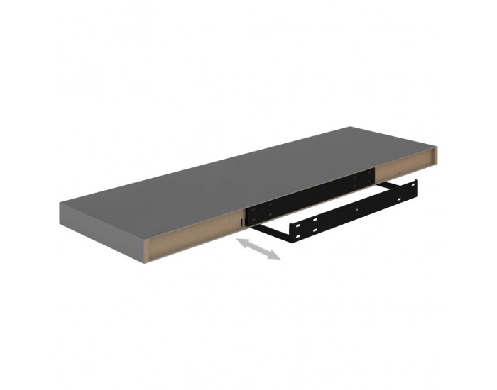 Sonata Окачени стенни рафтове, 4 бр, сив гланц, 80x23,5x3,8 см, МДФ