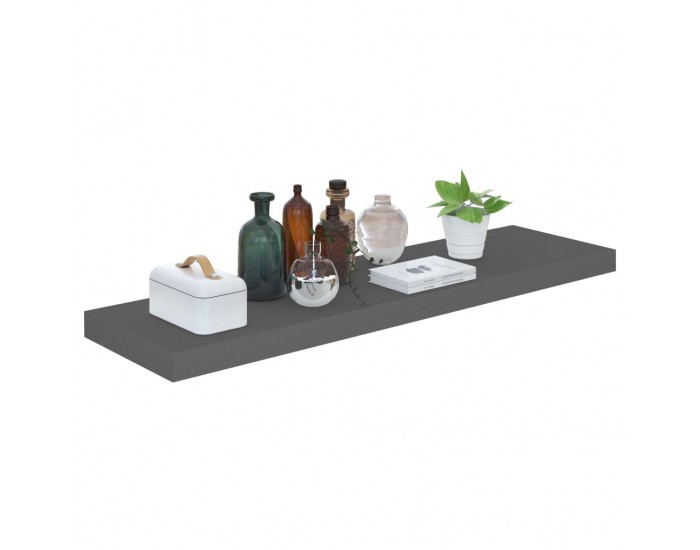 Sonata Окачен стенен рафт, сив гланц, 90x23,5x3,8 см, МДФ