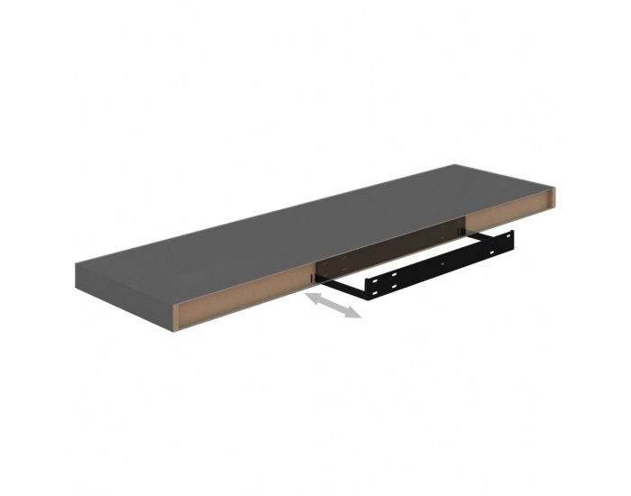 Sonata Окачен стенен рафт, сив гланц, 90x23,5x3,8 см, МДФ