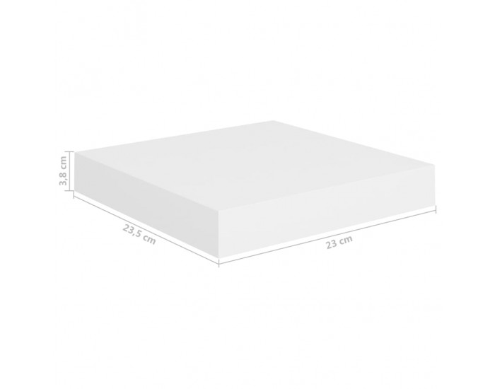 Sonata Окачен стенен рафт, бял, 23x23,5x3,8 см, МДФ