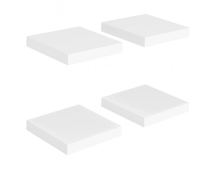 Sonata Окачени стенни рафтове, 4 бр, бели, 23x23,5x3,8 см, МДФ