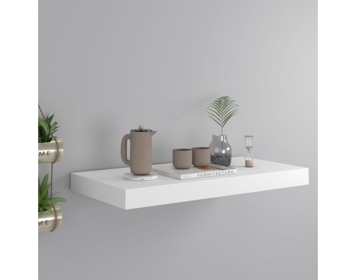 Sonata Окачен стенен рафт, бял, 50x23x3,8 см, МДФ