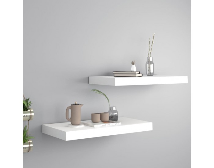 Sonata Окачени стенни рафтове, 2 бр, бели, 50x23x3,8 см, МДФ