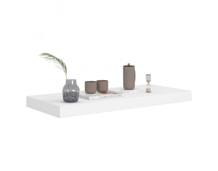 Sonata Окачен стенен рафт, бял, 60x23,5x3,8 см, МДФ