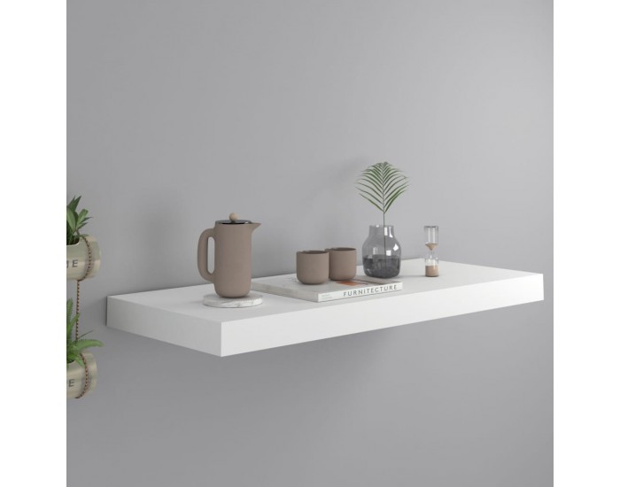 Sonata Окачен стенен рафт, бял, 60x23,5x3,8 см, МДФ