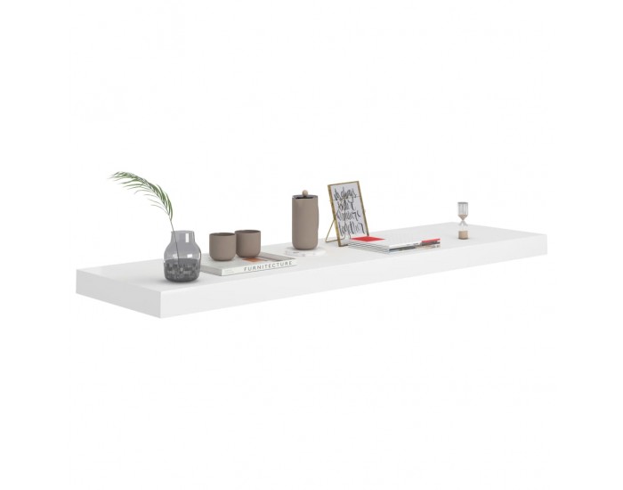 Sonata Окачен стенен рафт, бял, 90x23,5x3,8 см, МДФ