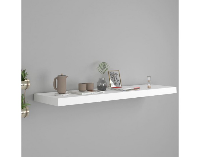 Sonata Окачен стенен рафт, бял, 90x23,5x3,8 см, МДФ