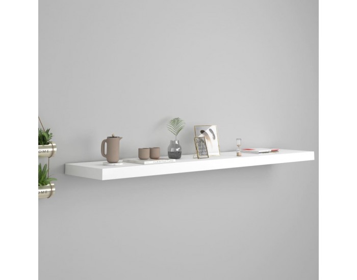 Sonata Окачен стенен рафт, бял, 120x23,5x3,8 см, МДФ