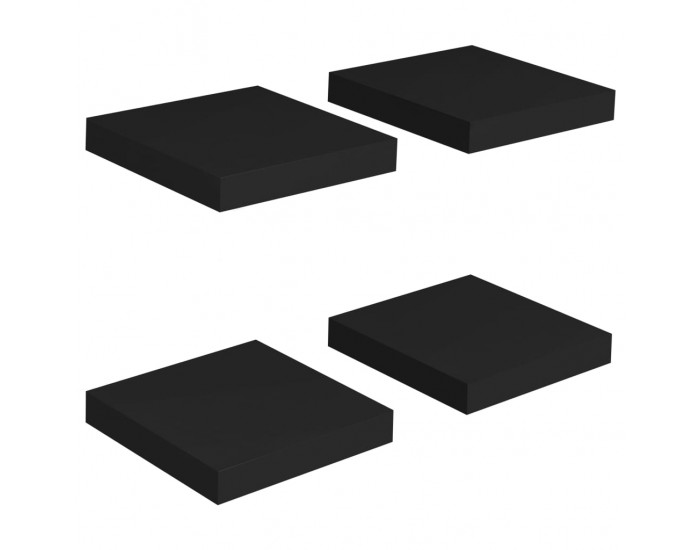 Sonata Окачени стенни рафтове, 4 бр, черни, 23x23,5x3,8 см, МДФ