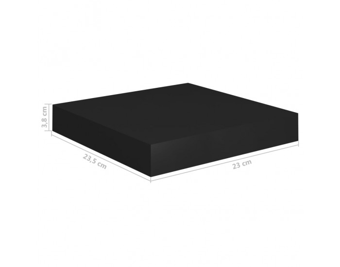 Sonata Окачени стенни рафтове, 4 бр, черни, 23x23,5x3,8 см, МДФ