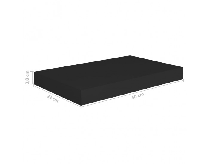 Sonata Окачен стенен рафт, черен, 40x23x3,8 см, МДФ