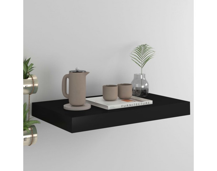 Sonata Окачен стенен рафт, черен, 40x23x3,8 см, МДФ