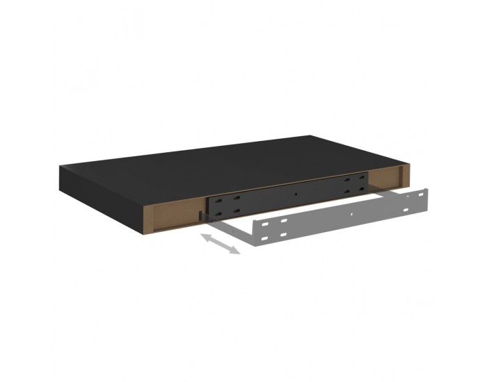 Sonata Окачен стенен рафт, черен, 50x23x3,8 см, МДФ