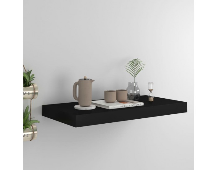 Sonata Окачен стенен рафт, черен, 50x23x3,8 см, МДФ