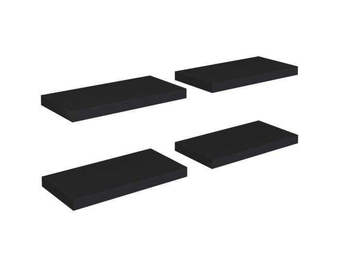 Sonata Окачени стенни рафтове, 4 бр, черни, 50x23x3,8 см, МДФ