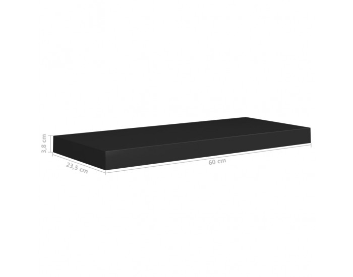 Sonata Окачен стенен рафт, черен, 60x23,5x3,8 см, МДФ