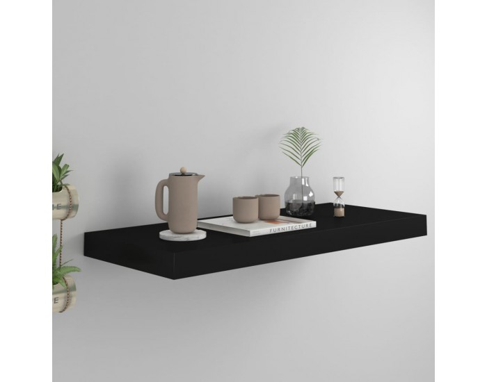 Sonata Окачен стенен рафт, черен, 60x23,5x3,8 см, МДФ