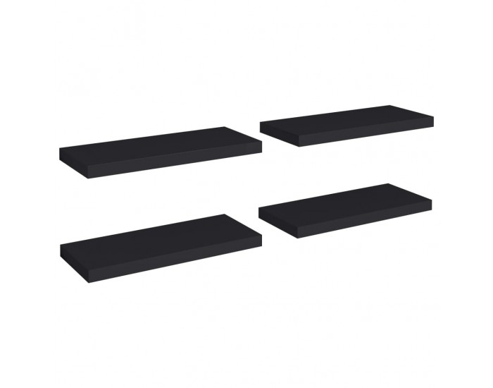 Sonata Окачени стенни рафтове, 4 бр, черни, 60x23,5x3,8 см, МДФ