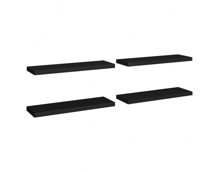 Sonata Окачени стенни рафтове, 4 бр, черни, 80x23,5x3,8 см, МДФ