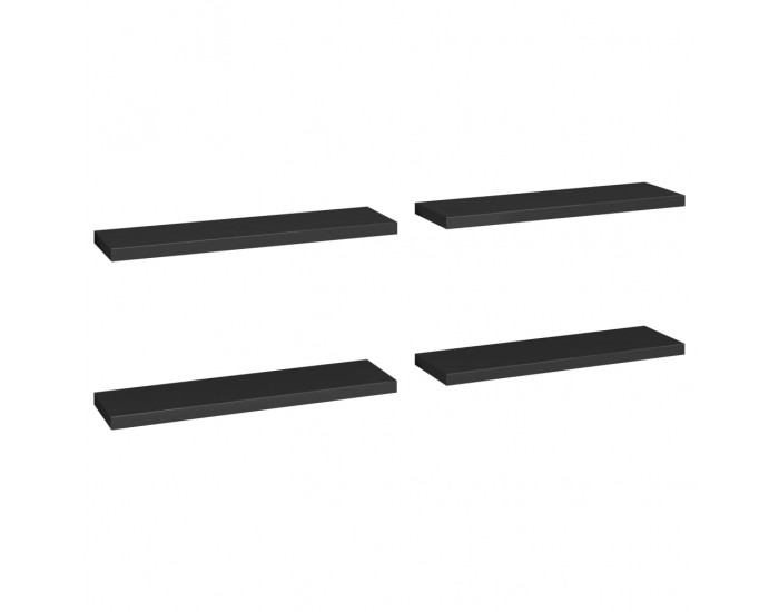 Sonata Окачени стенни рафтове, 4 бр, черни, 90x23,5x3,8 см, МДФ