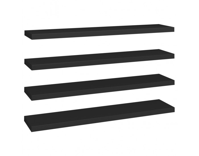 Sonata Окачени стенни рафтове, 4 бр, черни, 120x23,5x3,8 см, МДФ