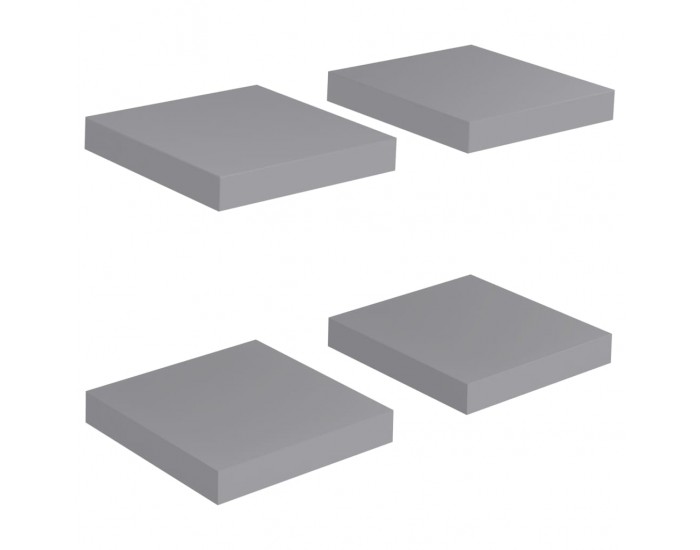 Sonata Окачени стенни рафтове, 4 бр, сиви, 23x23,5x3,8 см, МДФ