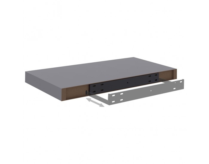 Sonata Окачен стенен рафт, сив, 50x23x3,8 см, МДФ