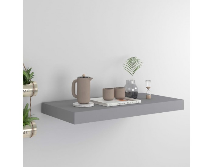 Sonata Окачен стенен рафт, сив, 50x23x3,8 см, МДФ