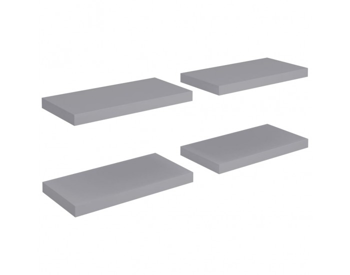 Sonata Окачени стенни рафтове, 4 бр, сиви, 50x23x3,8 см, МДФ