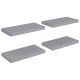 Sonata Окачени стенни рафтове, 4 бр, сиви, 50x23x3,8 см, МДФ