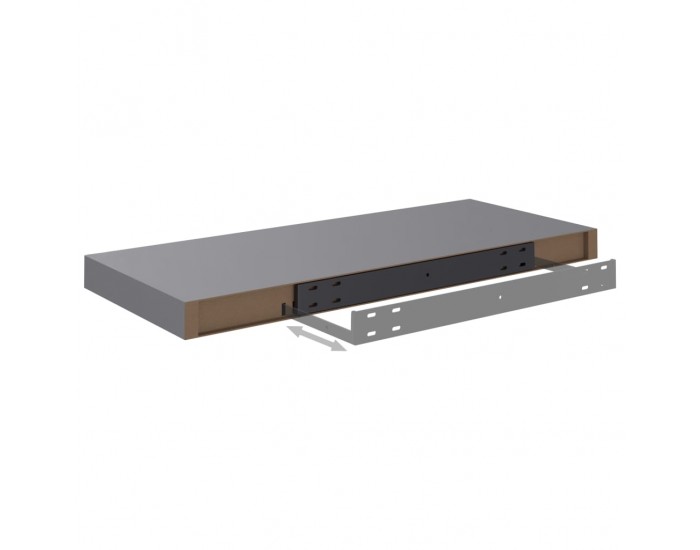 Sonata Окачен стенен рафт, сив, 60x23,5x3,8 см, МДФ