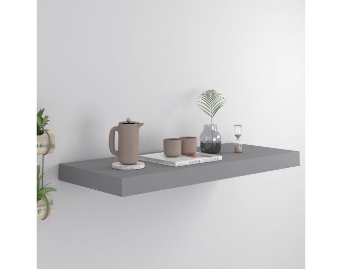 Sonata Окачен стенен рафт, сив, 60x23,5x3,8 см, МДФ