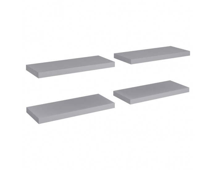 Sonata Окачени стенни рафтове, 4 бр, сиви, 60x23,5x3,8 см, МДФ