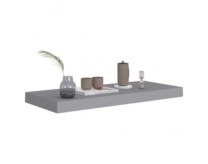 Sonata Окачени стенни рафтове, 4 бр, сиви, 60x23,5x3,8 см, МДФ