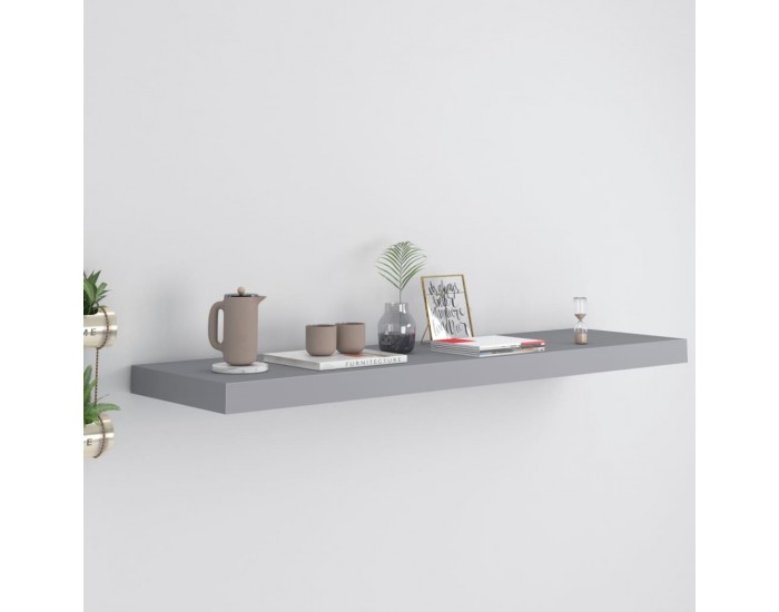 Sonata Окачен стенен рафт, сив, 90x23,5x3,8 см, МДФ