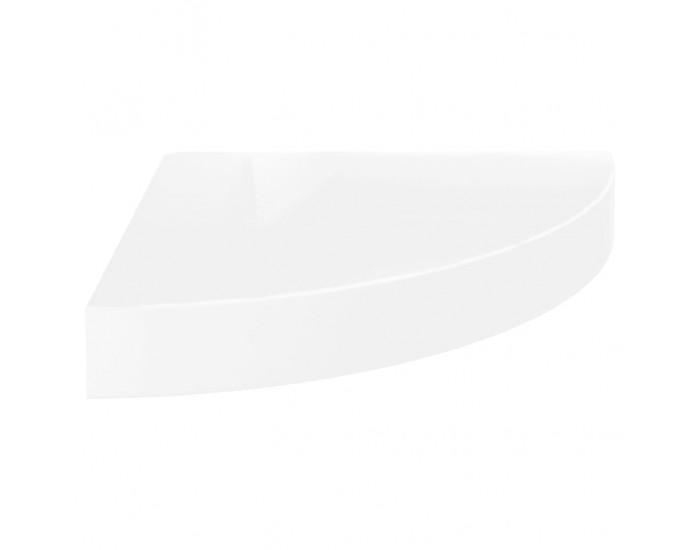 Sonata Окачен ъглов рафт, бял гланц, 25x25x3,8 см, МДФ