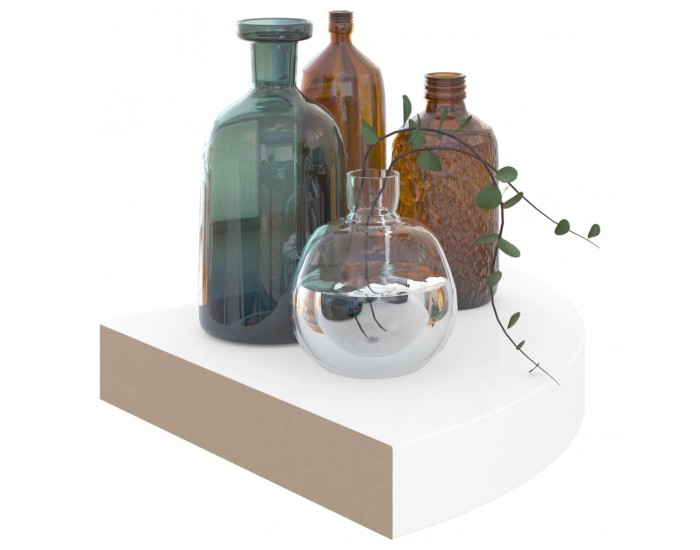 Sonata Окачен ъглов рафт, бял гланц, 25x25x3,8 см, МДФ