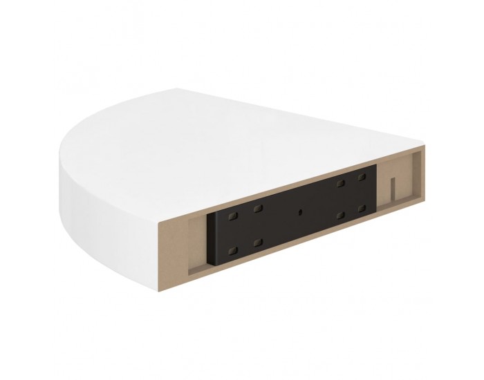 Sonata Окачен ъглов рафт, бял гланц, 25x25x3,8 см, МДФ