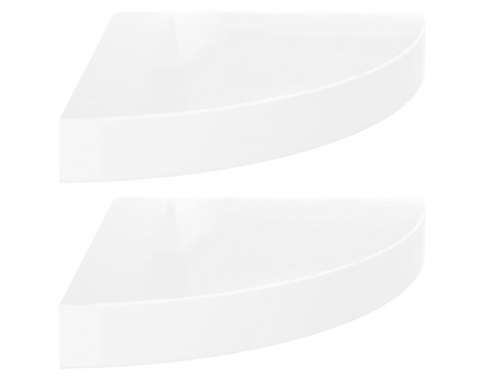 Sonata Окачени ъглови рафтове, 2 бр, бял гланц, 25x25x3,8 см, МДФ